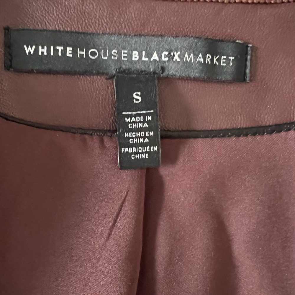 White House Black Market Burgundy Leather Jacket, Size Small - Picture 3 of 9